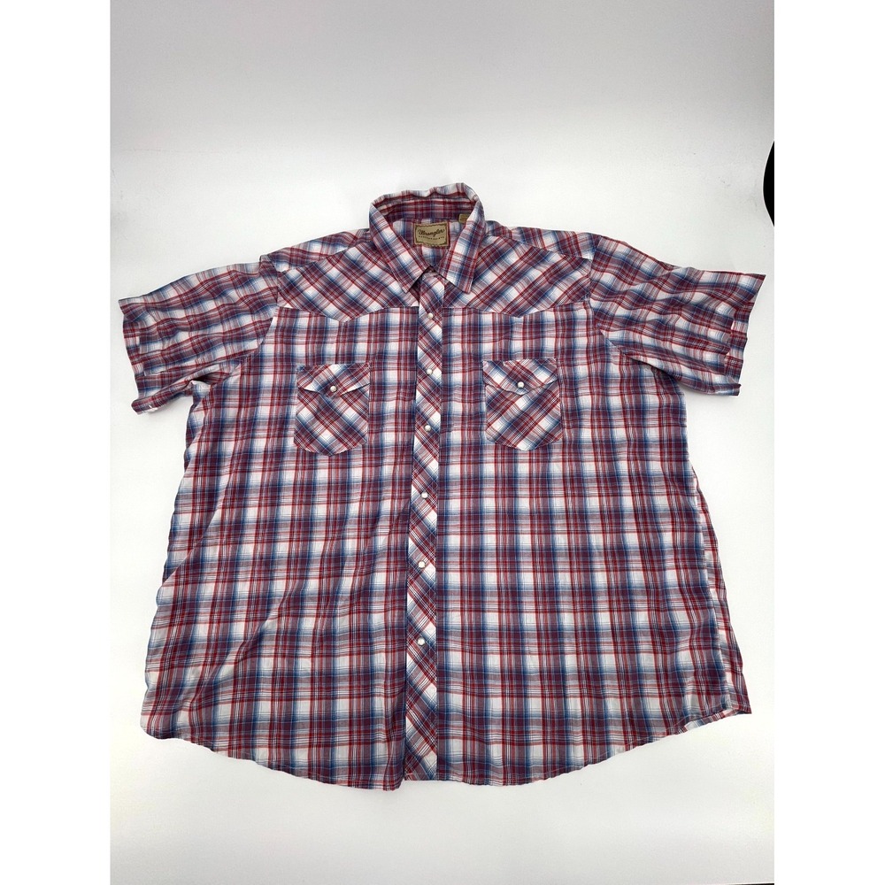 Wrangler Western Shirt Men 3XL Multicolor Plaid Cotton Cowboy Pearl Snap Outdoor